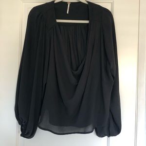 Black Free people bell sleeve blouse